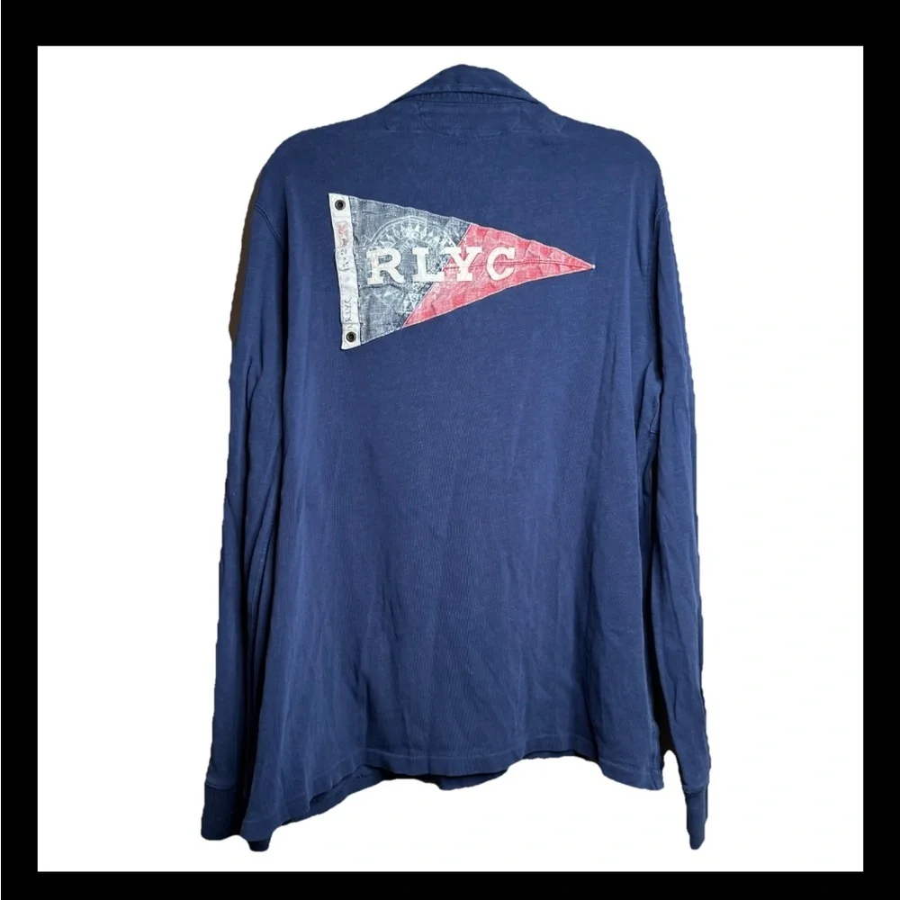 Polo Ralph Lauren RL Yacht Club Flag Patch Rugby Shirt Size XL